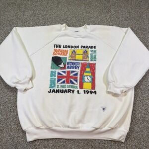 Vintage London Parade 1994 Promo Sweatshirt Size XL Varsity Graphics White Flaws